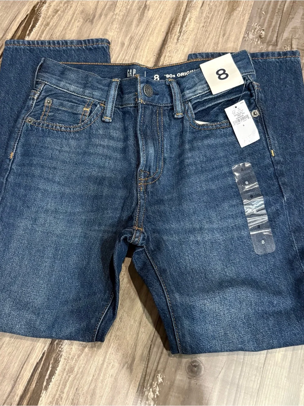 GAP 90’s Original Straight Boys Adjustable Denim Jeans SZ 8 NWT
